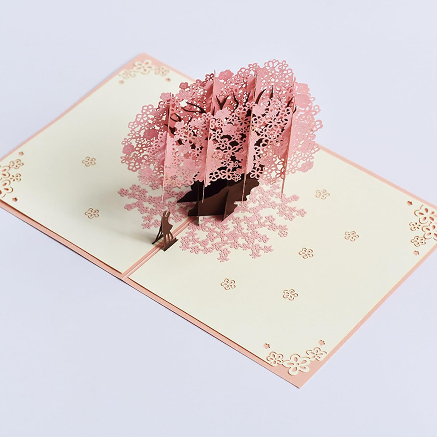 Fanlydao Pop up Wedding Card 3D Anniversary Card Greeting Cards for Her Him Husband Wife with Envelope and Blank Note(Pink Cherry Blossom) image number 3