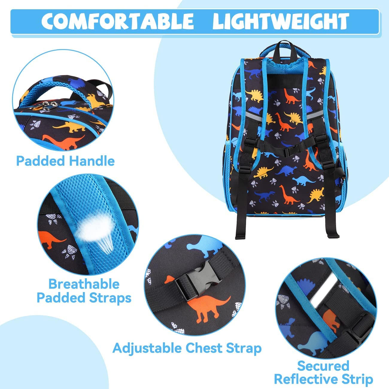 Kids Backpacks,Vaschy Large Water Resistant Backpack for Preschool/Primary/Elementary School Bookbag for Boys Girls with Reflective Tape image number 6