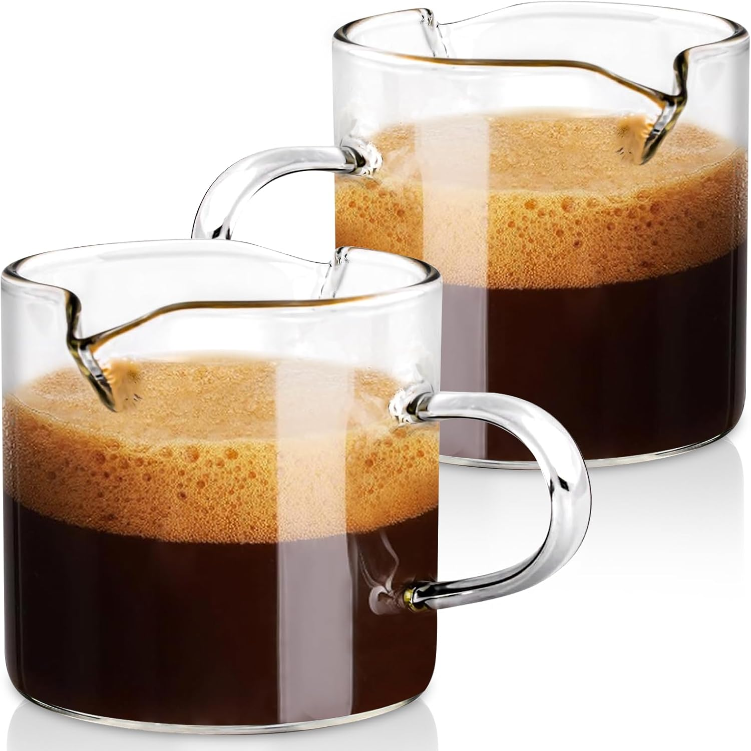 Espresso Cups Set of 2，120Ml Double Spouts Coffee Cups, Coffee Bar Accessories, Espresso Shot Glass with Handle, Perfect for Latte, Milk, Milk Froth, and Cappuccino image number 4