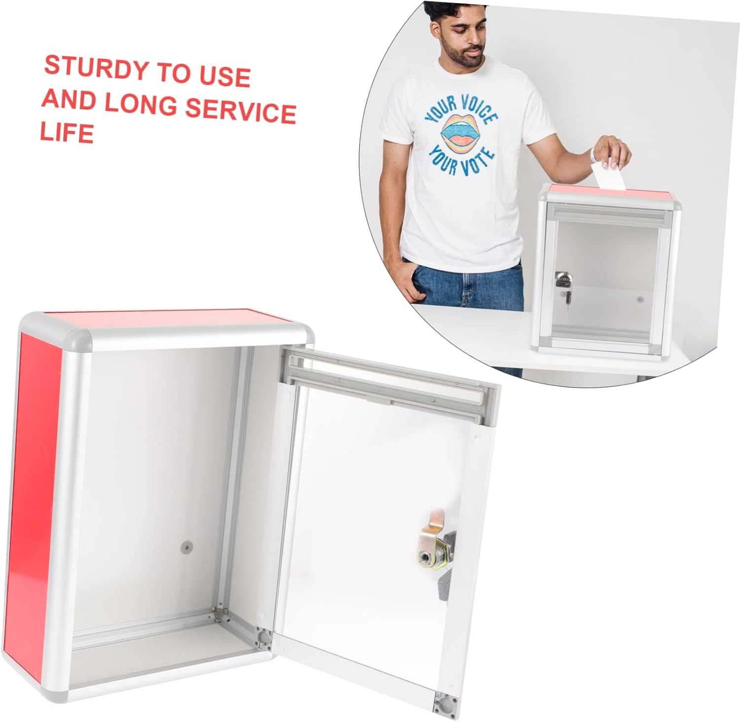 FIXOSHEE Lockable Suggestion Box Wall-Mounted Ballot Box for Feedback High Strength Letter Mailbox Smooth for Outdoor Use image number 2