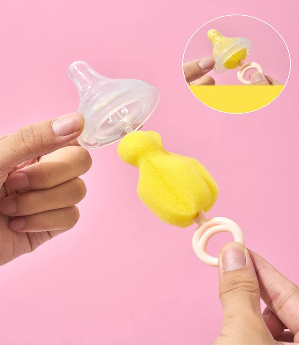 Baby Bottle Cleaner Brush, Non-Slip Long Handle Bottle Cleaning Brush, Feeding Bottle Cleaning Brush, Nipple Cleaner, Straw Cleaning Brush, Sponge Brush, Kitchen Washing Kit image number 4
