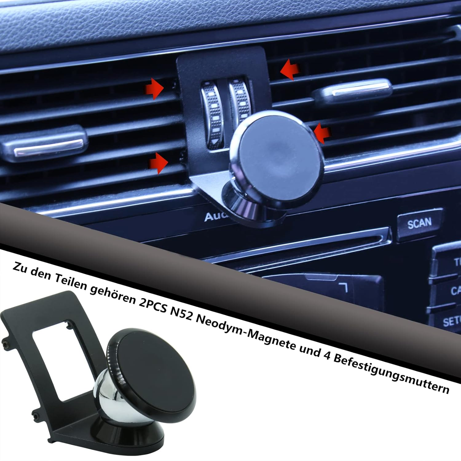 Car Mobile Phone Holder Compatible with Audi Q5 8R and SQ5 Suitable for Smartphone and GPS with Magnetic Mobile Phone Holder 360 Degree Adjustable Viewing (Black) image number 5