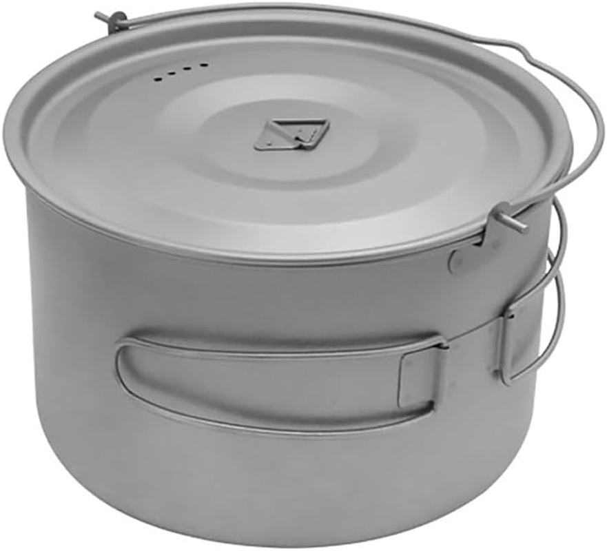 1.8L/3L Titanium Pot Light Hanging Pot with Lid and Foldable Handle Outdoor Camping Hiking Backpacking Picnic