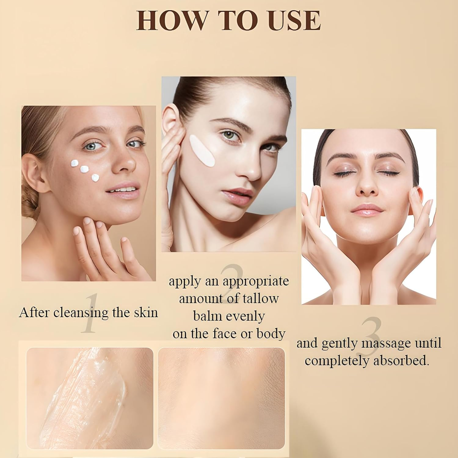 Beef Tallow and Honey Balm for Skin: Grass Fed Whipped Beef Tallow with Honey Face Body Moisturizer - Tallow Cream Infused with Manuka Honey Beeswax Olive Oil