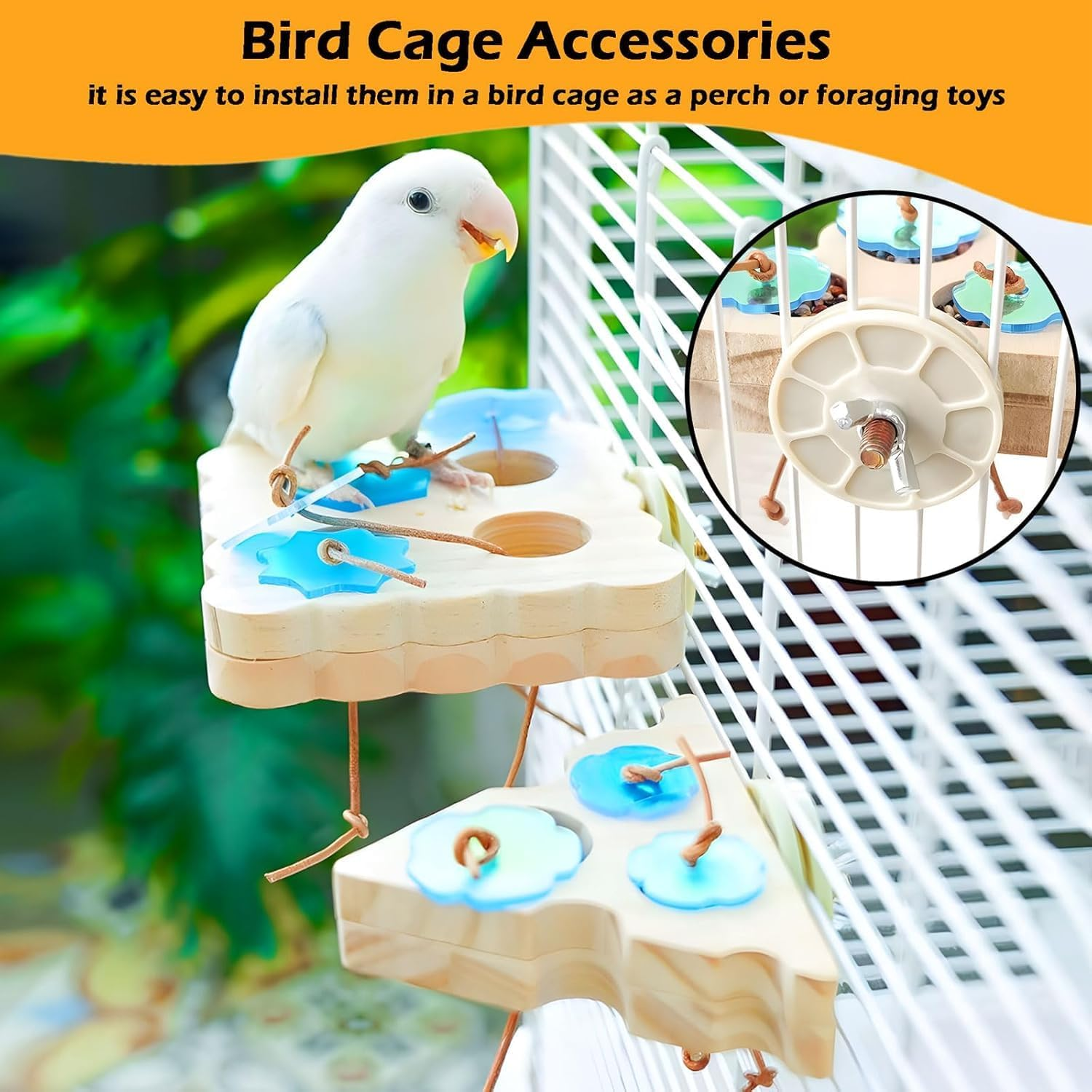 2Pcs Parrot Foraging Station Wooden Interactive Enrichment Bird Toy, Wooden Small Bird Foraging Interactive Parakeet Foragings Toys, Woodens Foragings Station for Parrots image number 4