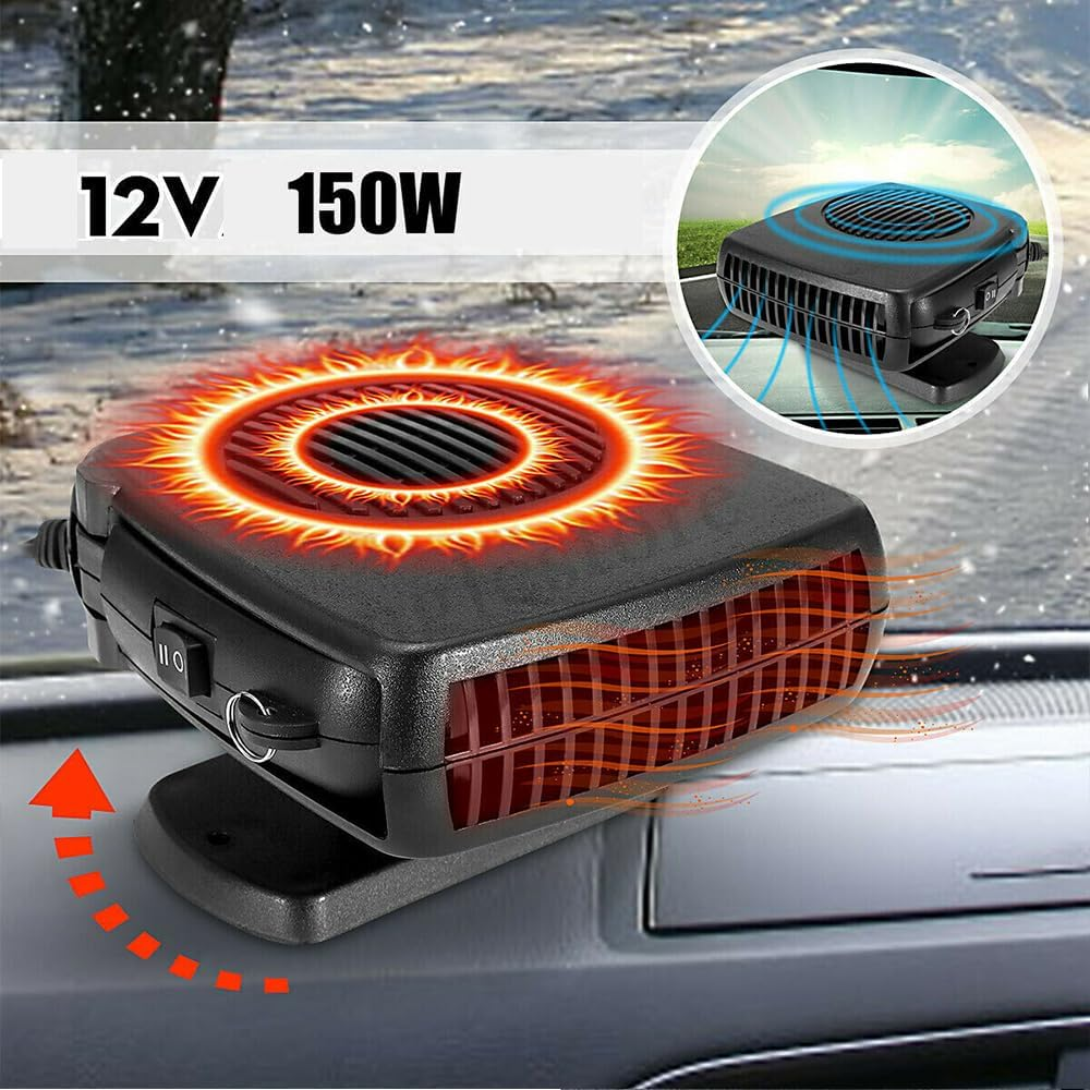Baceyong 2 In1 Portable 150W Auto Heating Cooling Fan Defroster Defogger for Car Truck 12V Black image number 3