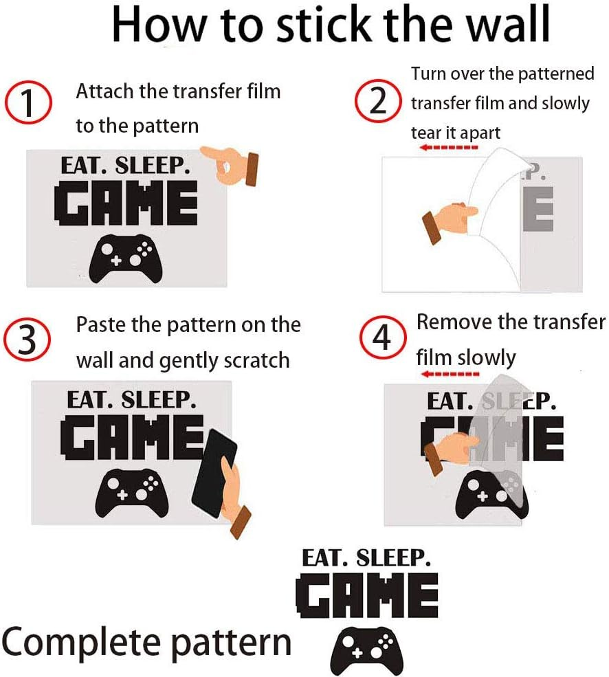 Game Room Decor, &ldquo;EAT Sleep Game Repeat&rdquo; Boys Room Decorations for Bedroom, Kids Wall Decor and Wall Stickers for Playroom, 22.0 &times; 22.0 Inch image number 2
