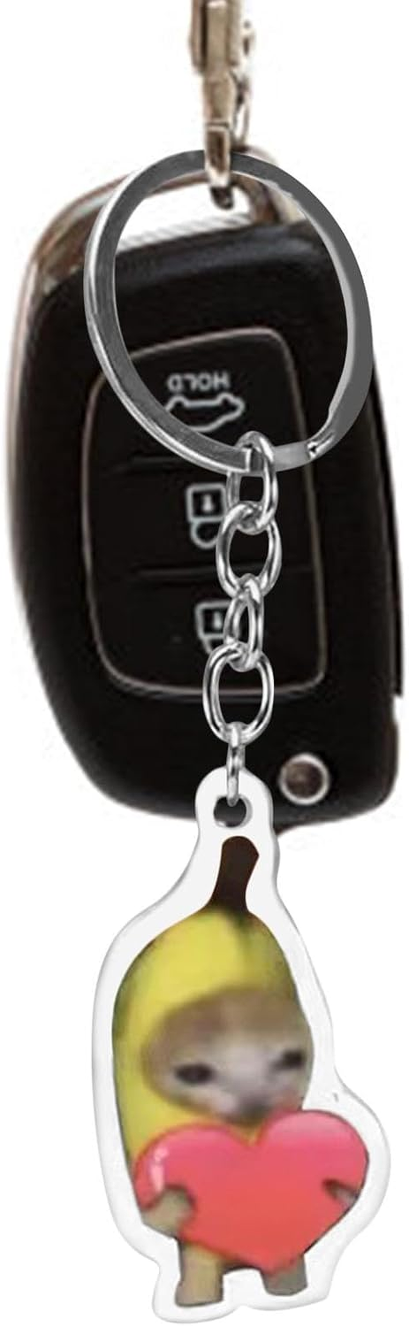 Cat Key Chain,Transparent Key Hooks with Banana Cat Print - 2D Acrylic Keychain Clicker Toy with Lanyard for Car Keys, Backpacks, Hand Bags, Kids and Adults - Blue Bottle Banana Cat 3.5Cm Key Chain image number 2