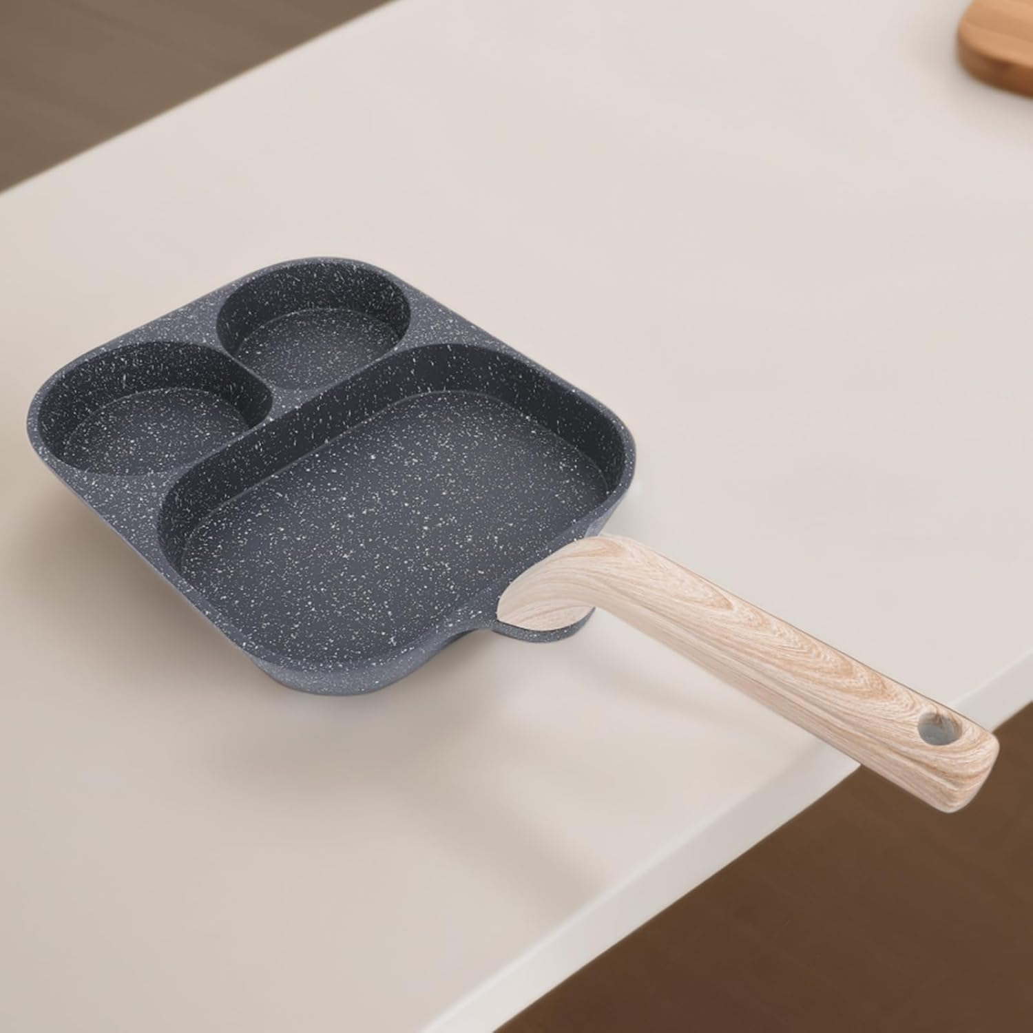 Egg Pan, Egg Frying Pan, Nonstick Fried Egg Pan, Divided Stove Top Grill Pan, 3 Section Breakfast Pan with Divider, Pancake Pan and Egg Cooker for Steak Omelette (Single Bottom)