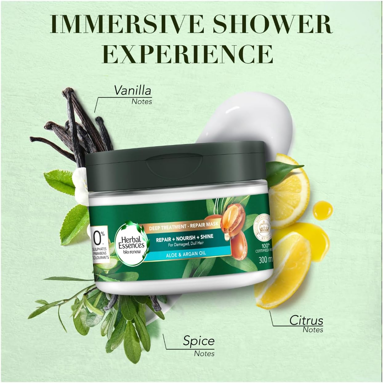 Herbal Essences Bio Renew Deep Treatment Repair Mask Aloe & Argan Oil 300Ml Cond image number 6