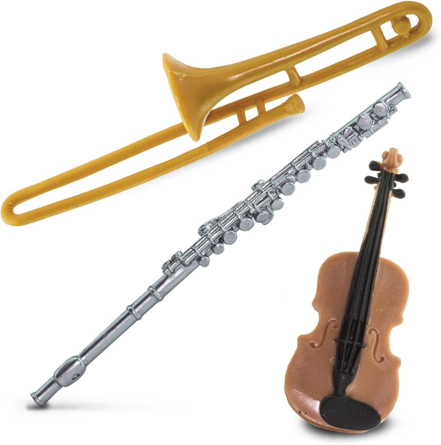 Safari Ltd Musical Instruments TOOB - Figurines - 8 Musical Instruments (Trombone, Flute, Saxophone, Classical Guitar, Violin, French Horn, Trumpet, Clarinet) - Ages 3+ image number 2