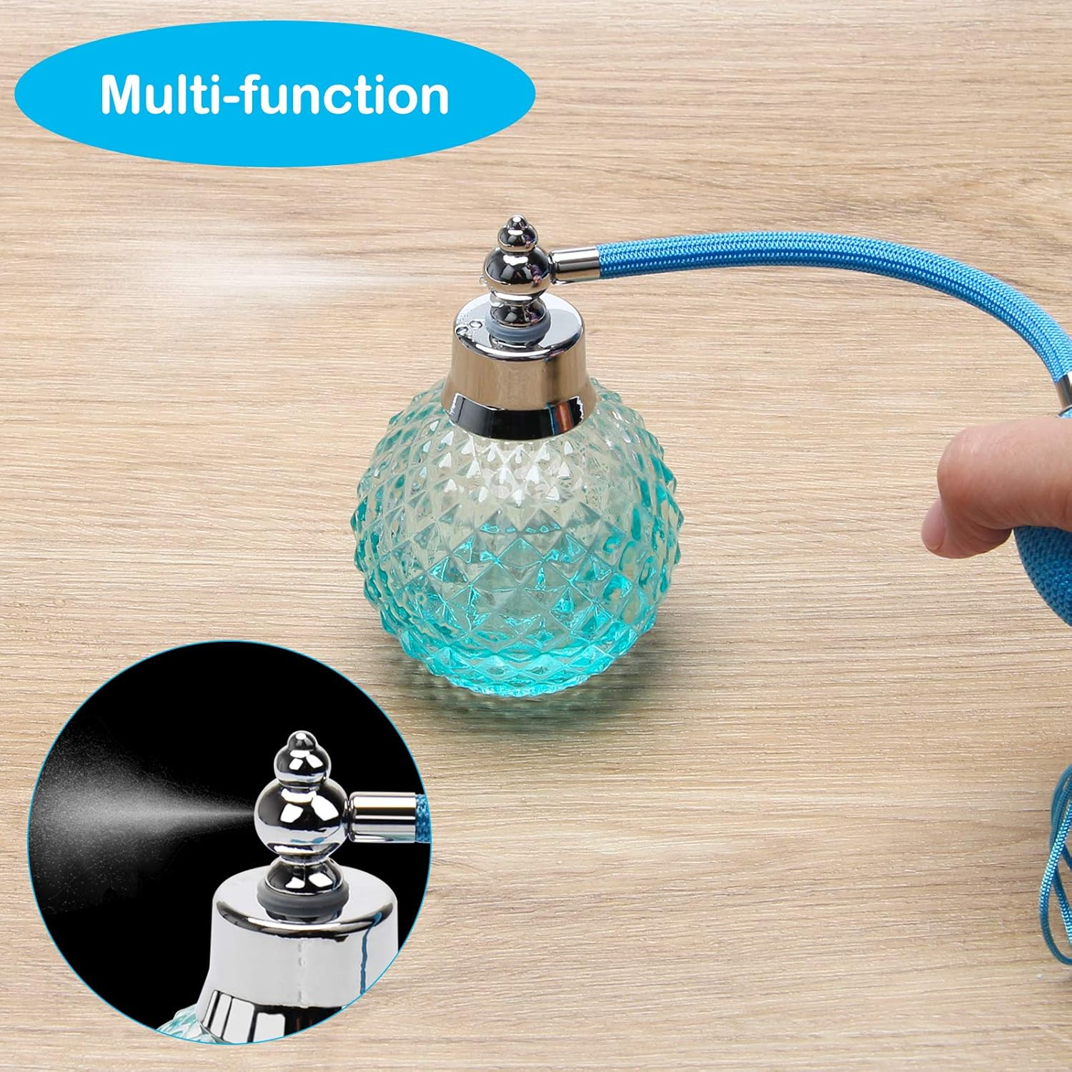 Coolrunner Crystal Art Vintage Style Refillable Perfume Atomizer Long Spray Bottle 100Ml (Blue) image number 1