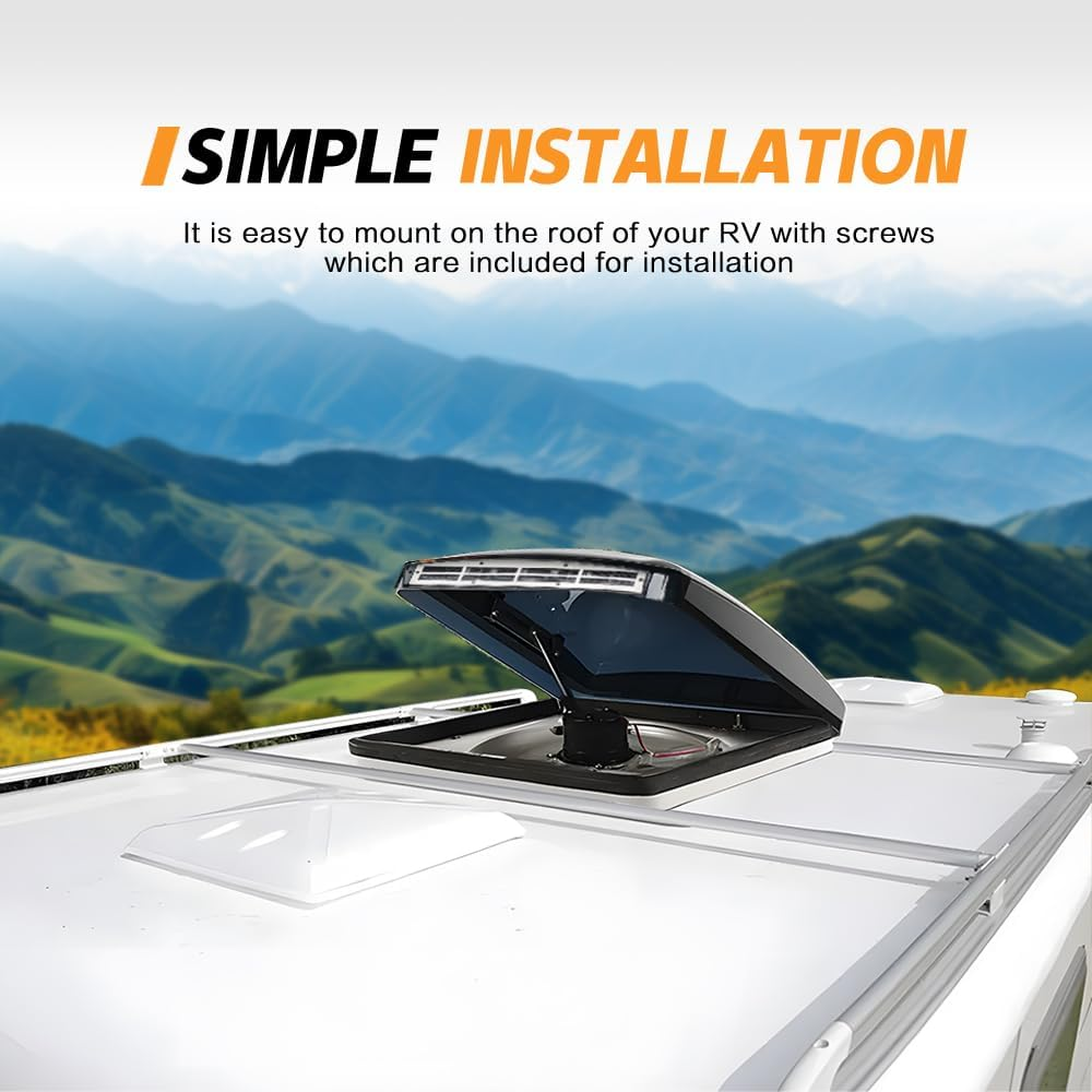 ALSTON 12V Caravan Vent Shower Roof Vent with LED Lights and Tinted Lid, Trailer Shower Roof Hatch Motorhome Air Ventilation Roof, Low Profile Reverse Airflow Manual Lift image number 6