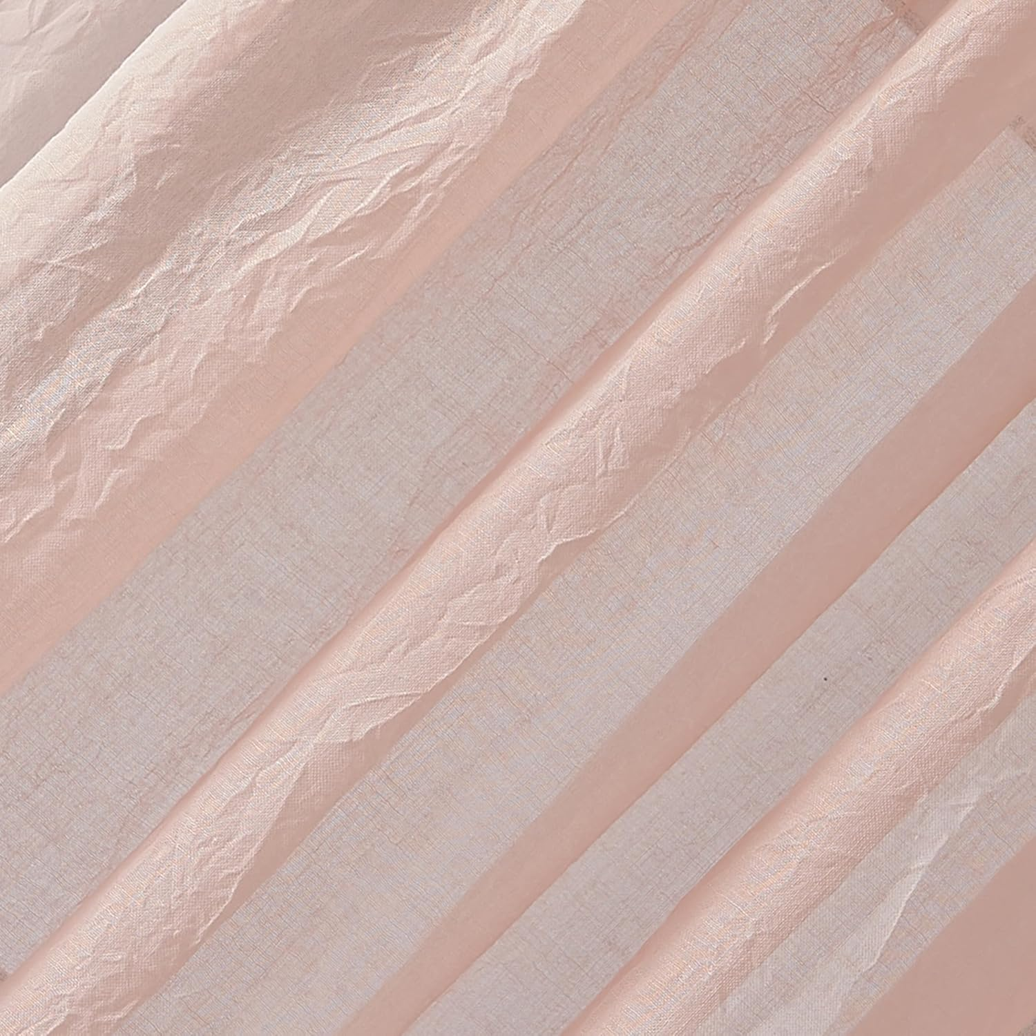 No. 918 Tayla Crushed Texture Semi-Sheer Rod Pocket Curtain Panel, 50" X 84", Blush Pink
