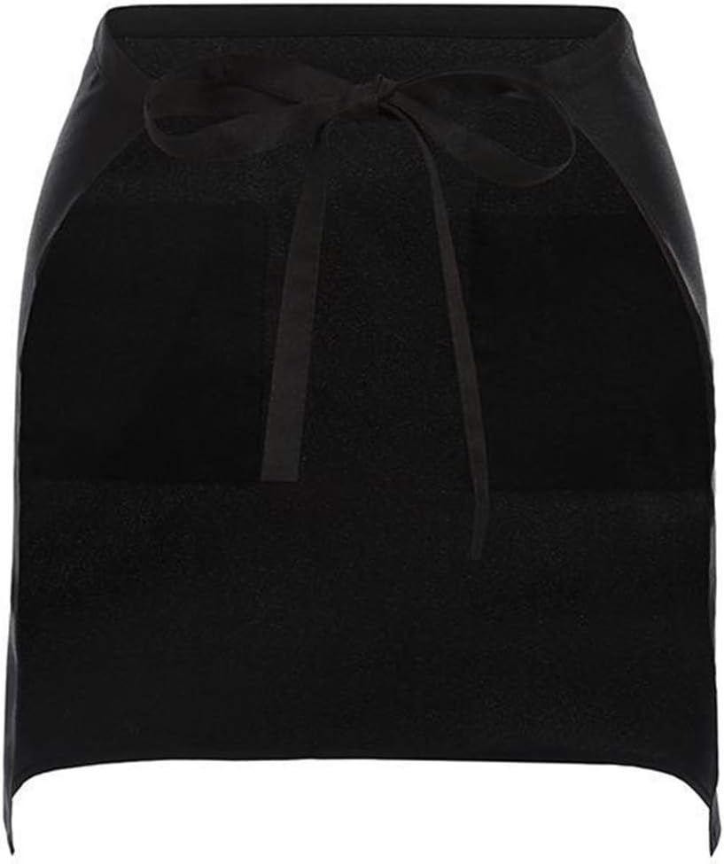 SENRISE Waist Apron Waist Apron with 2 Pockets, Waiter Server Short Half Aprons for Women Men, Waitress Aprons - Cotton Short Apron for Kitchen Restaurant - Black-20Pcs image number 2