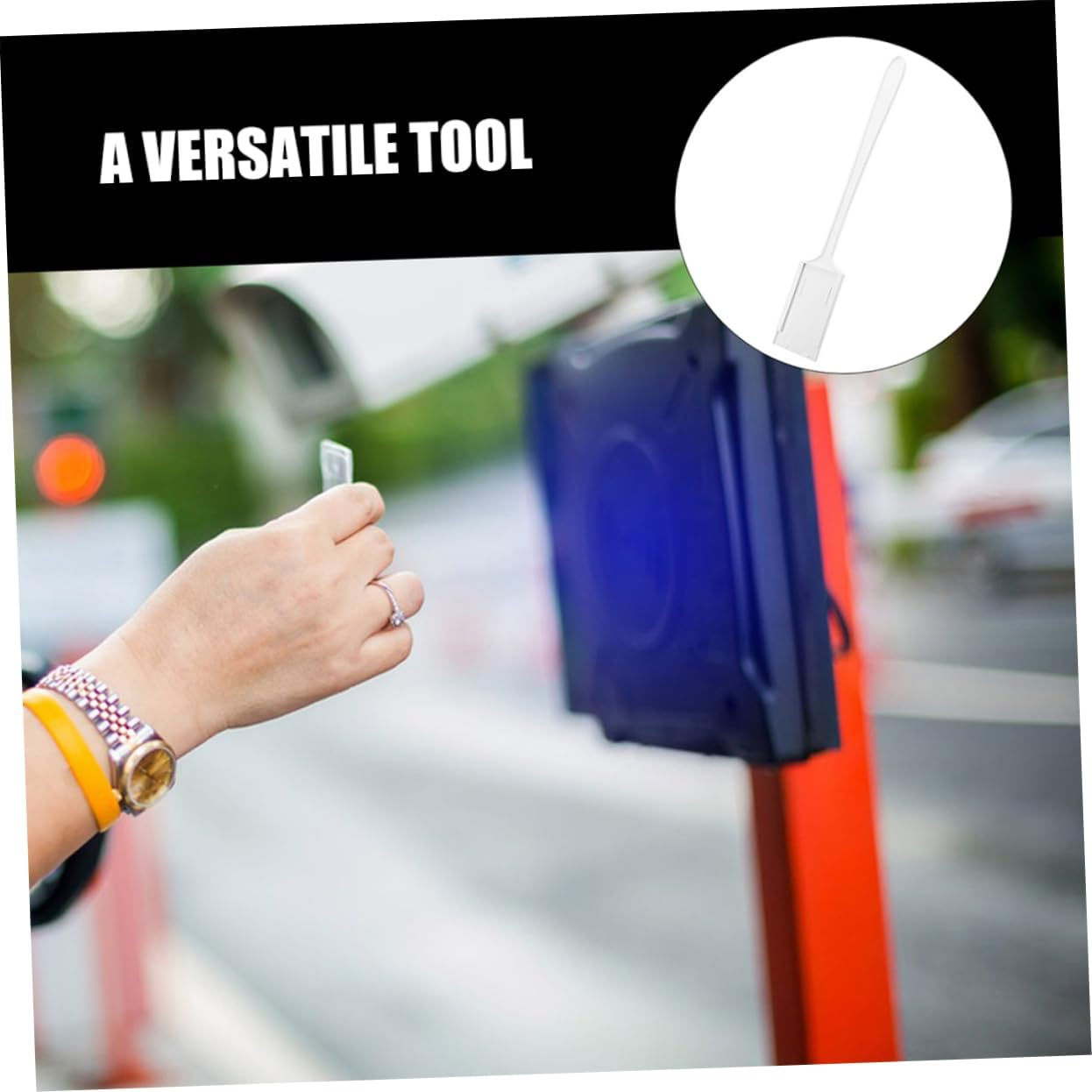 SOLUSTRE 2Pcs Automotive Parking Payment Card Holder Stick Car Payment Parking Pass Cards Rod for Vehicles and Suvs Ivory White image number 3