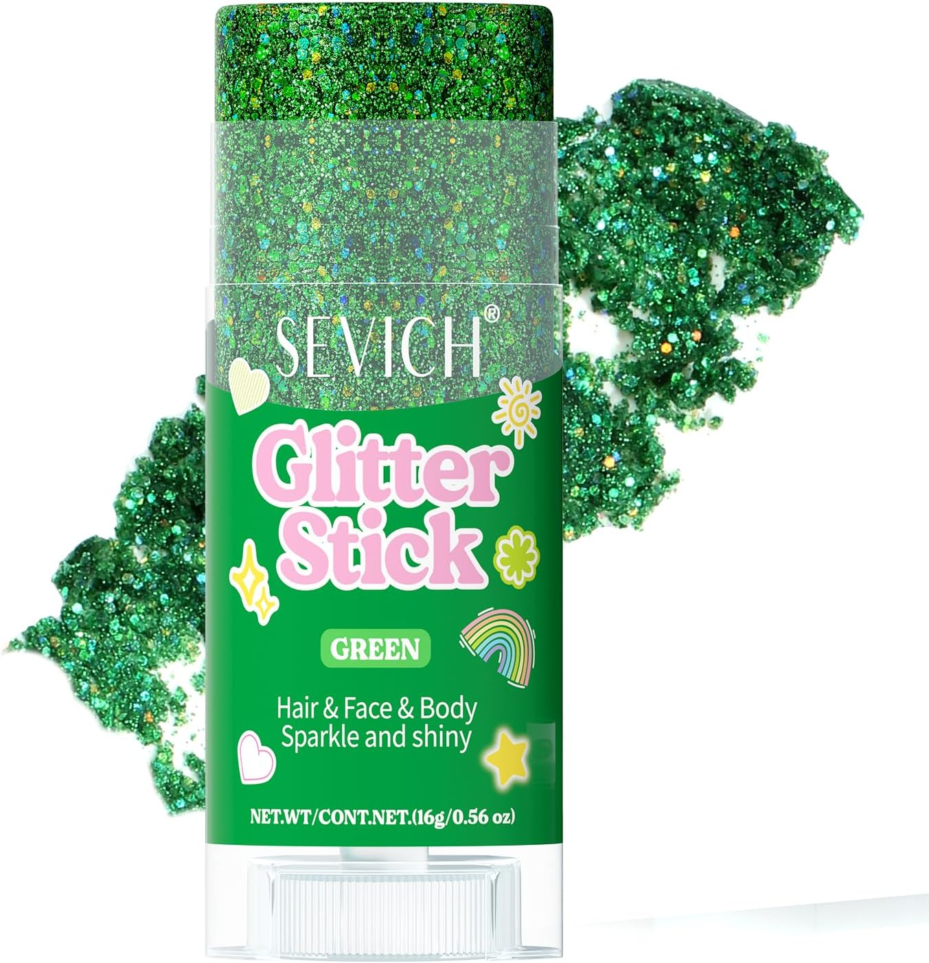 SEVICH Glitter Stick Purple for Face Body Hair,Skin Safe Waterproof Sparkle with No Glue Needed,Easy to Apply and Remove for Parties Festivals Makeup,15G