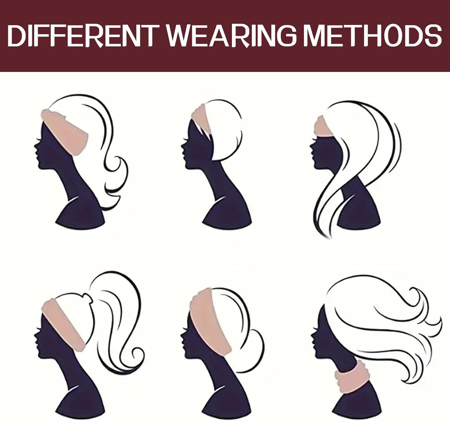 Pack of 6 Multicoloured Wide Headband Headscarves, Summer Boho Headband Print Hair Accessories, Durable Hair Bands, Women'S Wide Elastic Soft, Yoga Sports Hair Band, Multicoloured for Women and Girls image number 3