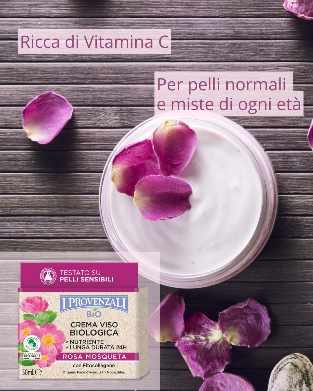 I Provenzali Crema Biologica Nutriente Alla Rosa Mosqueta 50M Con Burro Di Karit&egrave; image number 1