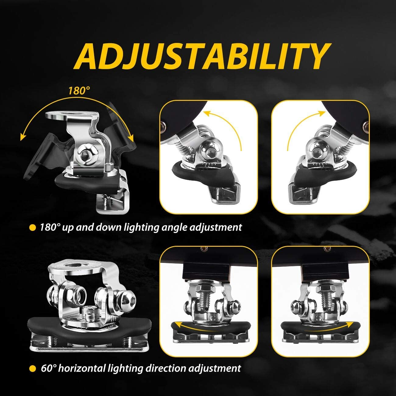 Universal LED Light Bar Mounting Brackets, Hood Mount Brackets a Pillar Hood Clamp Work Light Holder 304 Stainless Steel for off Road Car Jeep Truck SUV 2PCS image number 2