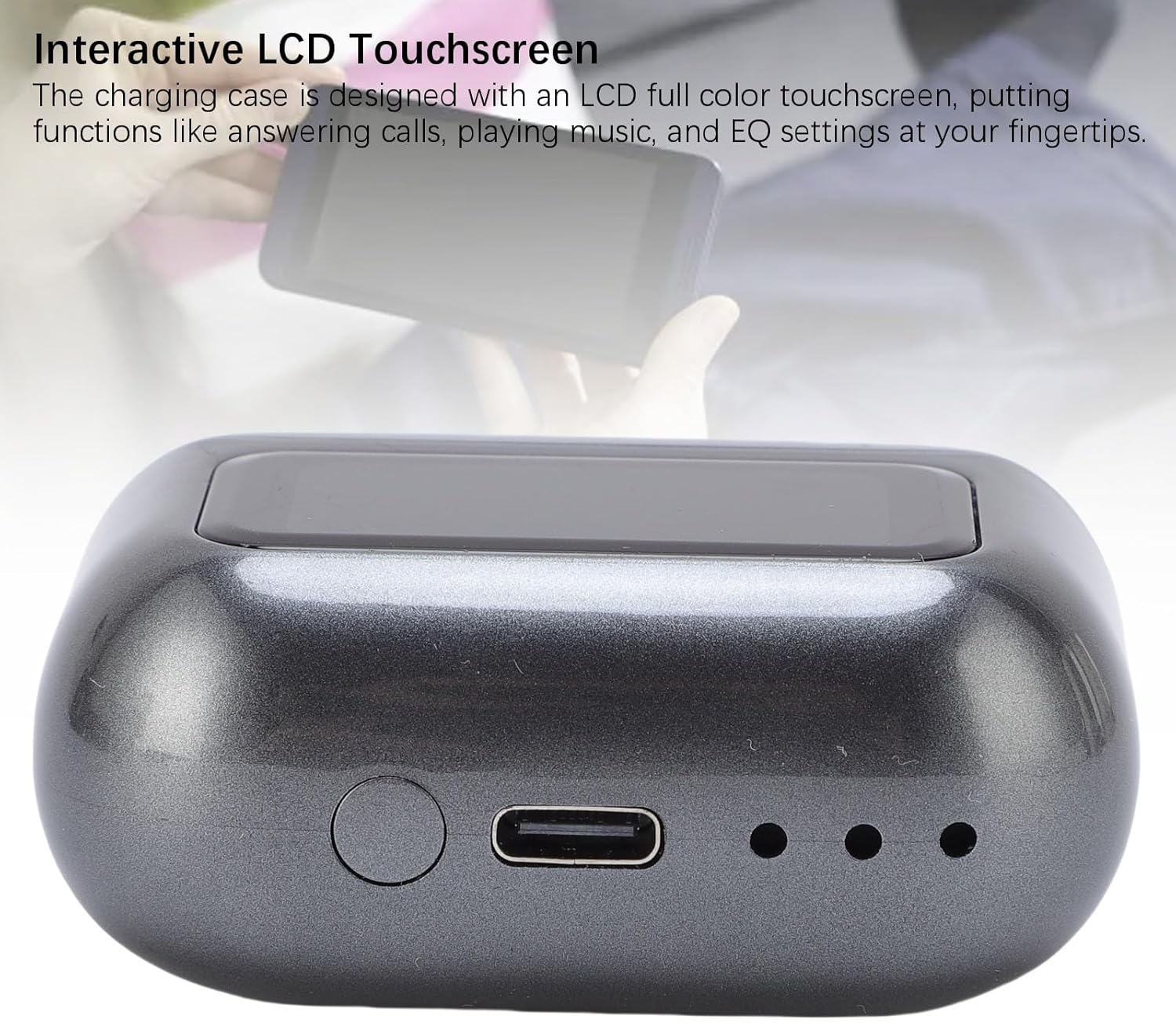 Plyisty Wireless Earbuds, Bluetooth 5.49 Sports Headphones, LCD Touch Screen Charging Case, Hifi Speaker, Directional Stable Transmission, for Training, Running (Black) image number 2