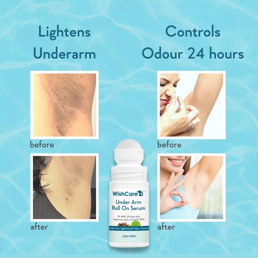 Wishcare Underarm Roll on Serum - 5% AHA, 3% Kojic Acid, HA, Licorice - Underarm Lightening & Odour Control - Long Lasting Aqua Fragrance-50Ml image number 5