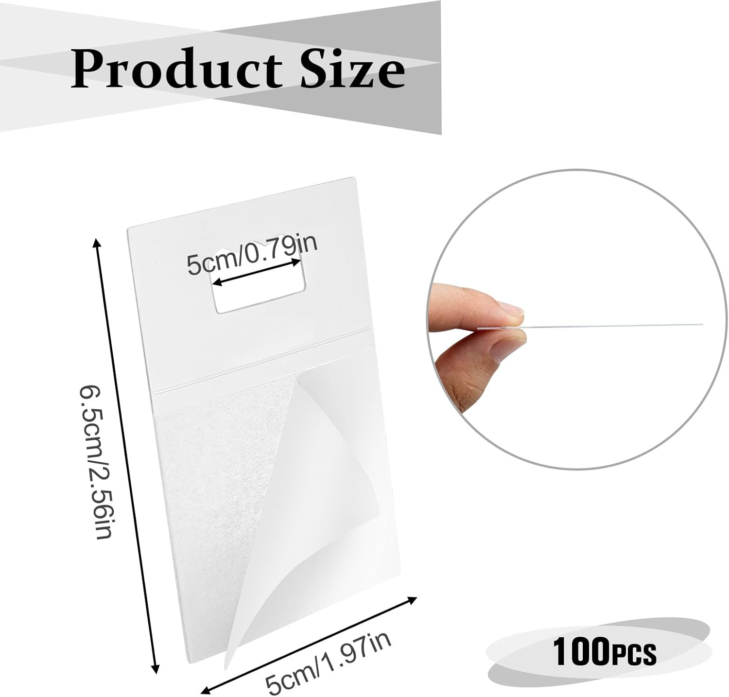 100 PCS Adhesive Picture Hangers, Foam Board Hanger, Plastic Frame Hooks for Back of Frame, No Nail Hanging (Transparent) image number 5