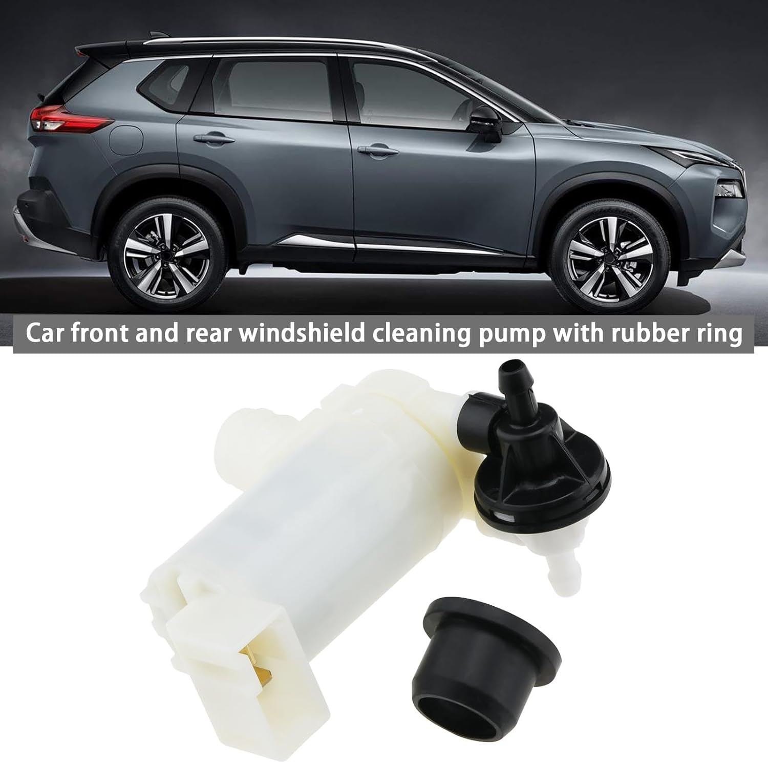 Emagtech Car Windshield Washer Pump with Rubber Ring 28920-CN000 Front Rear Windscreen Washer Pump Replacement Compatible with Nissan X-Trail