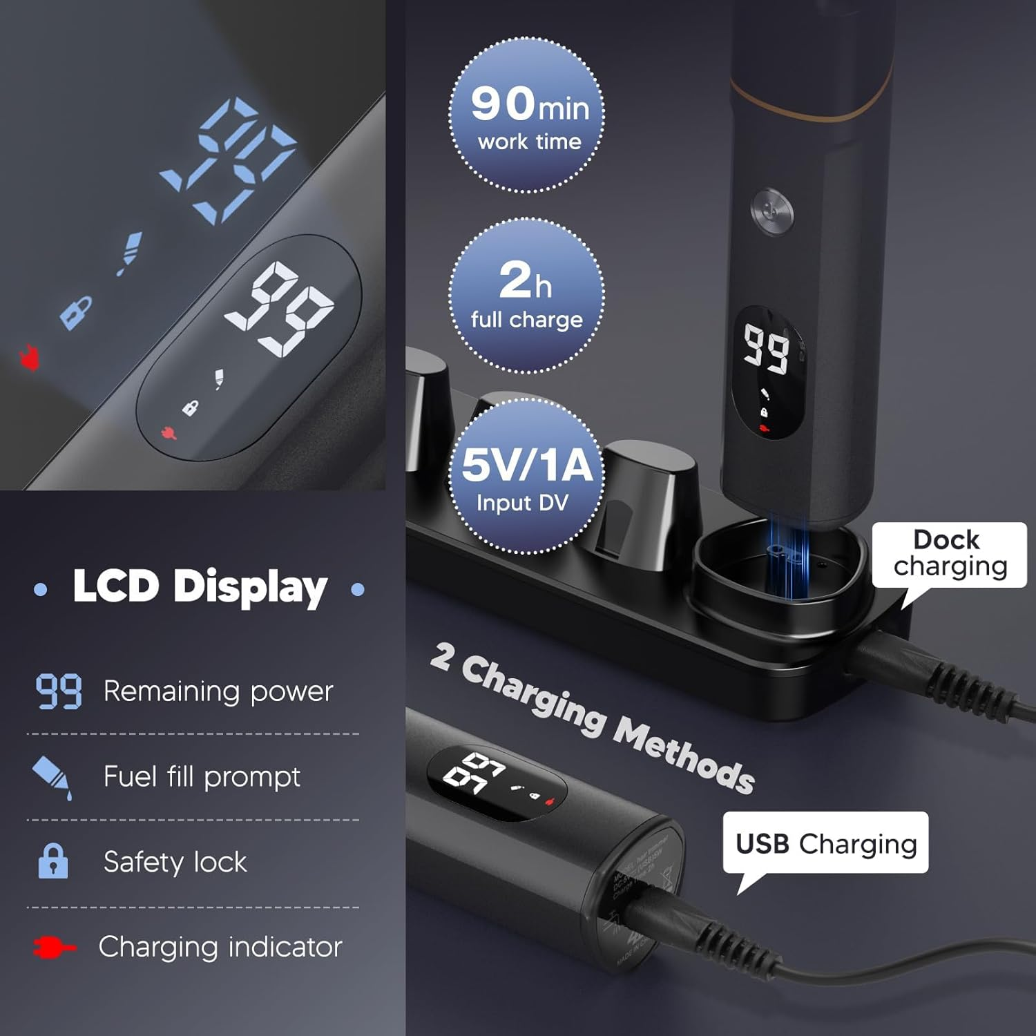 Body Trimmer for Men, Professional 5 in 1 Hair Cut Clipper Set, IPX7 Waterproof Wet and Dry Beard Face Nose Ear Groin Body Hair Trimmer Grooming Kit for Men with LED Display Men'S Gifts image number 4