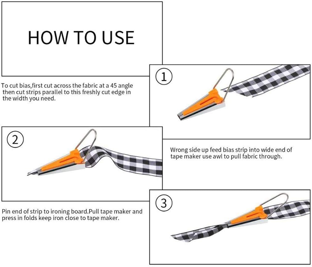 Bias Tape Makers Kit of 5 Sizes 1/4" 3/8" 1/2" 3/4" 1" DIY Quilting Tools Kit for Fabric Sewing and Quilting image number 1