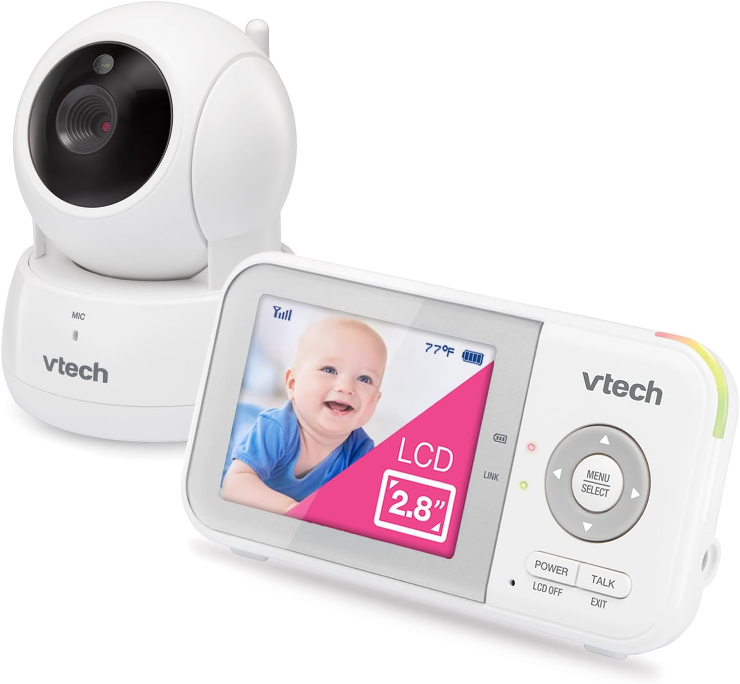 Vtech VM923 Video Baby Monitor with 19-Hour Battery Life, 1000Ft Long Range, Pan-Tilt-Zoom, Enhanced Night Vision, 2.8&rdquo; Screen, 2-Way Audio Talk, Temperature Sensor, Power Saving Mode and Lullabies image number 5