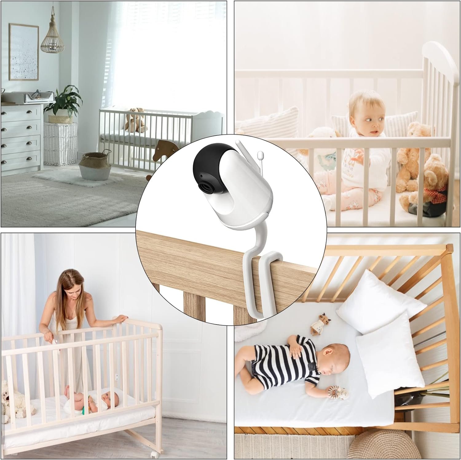 Flexible Holder for Baby Monitor Universal Baby Monitor Holder, Baby Camera Holder, Crib Camera Stand with 1/4 Screw Twist Compatible with Arlo, Motorola, Hello Baby and Monitor Cameras image number 5