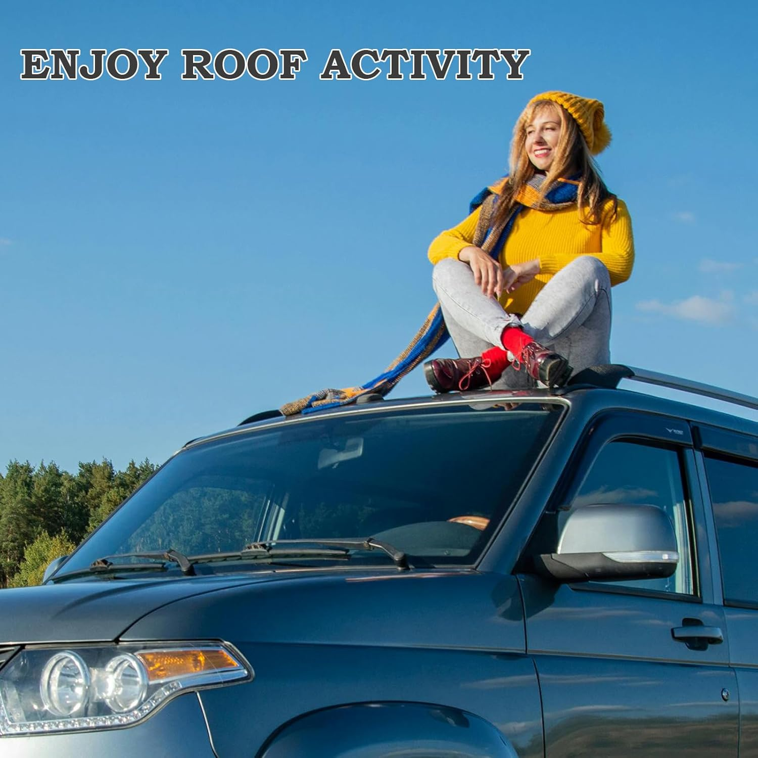 COWVIE Foldable Car Door Step Stand Pedal - Access to Vehicle'S Top Roof Both Feet Stand Pedal Ladder for Most SUV Truck Jeep Black (Fit F150) image number 5