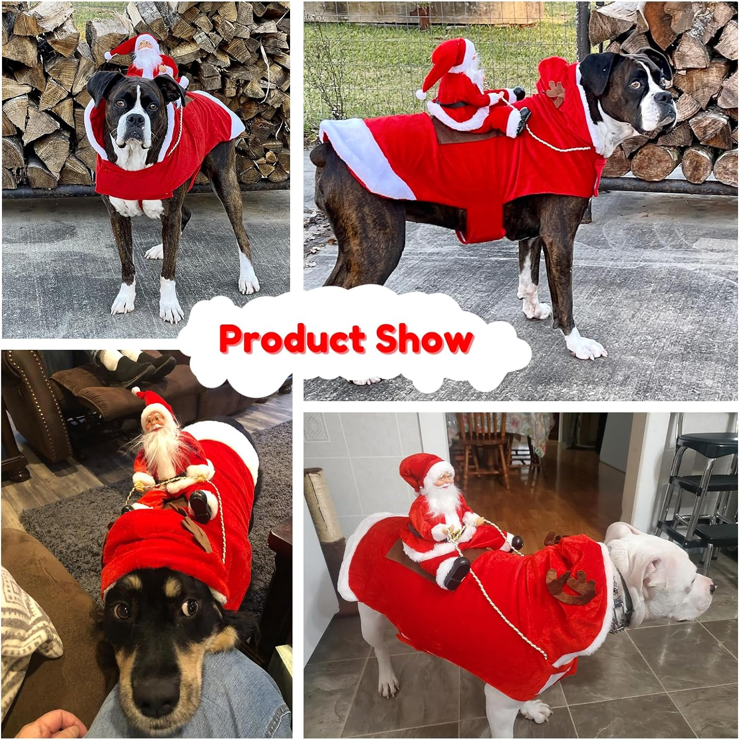 BWOGUE Santa Dog Costume Christmas Pet Clothes Santa Claus Riding Pet Cosplay Costumes Party Dressing up Dogs Cats Outfit for Small Medium Large Dogs Cats image number 4