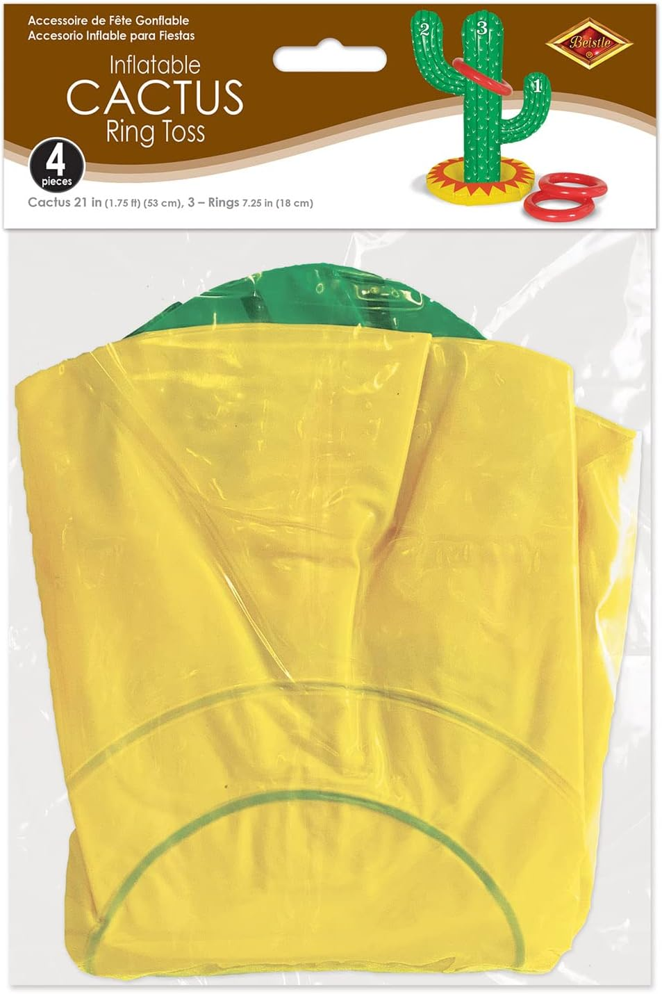 Beistle 53455 Inflatable Cactus Ring Toss, 21" & 7&frac14;" Green/Yellow/Red image number 4