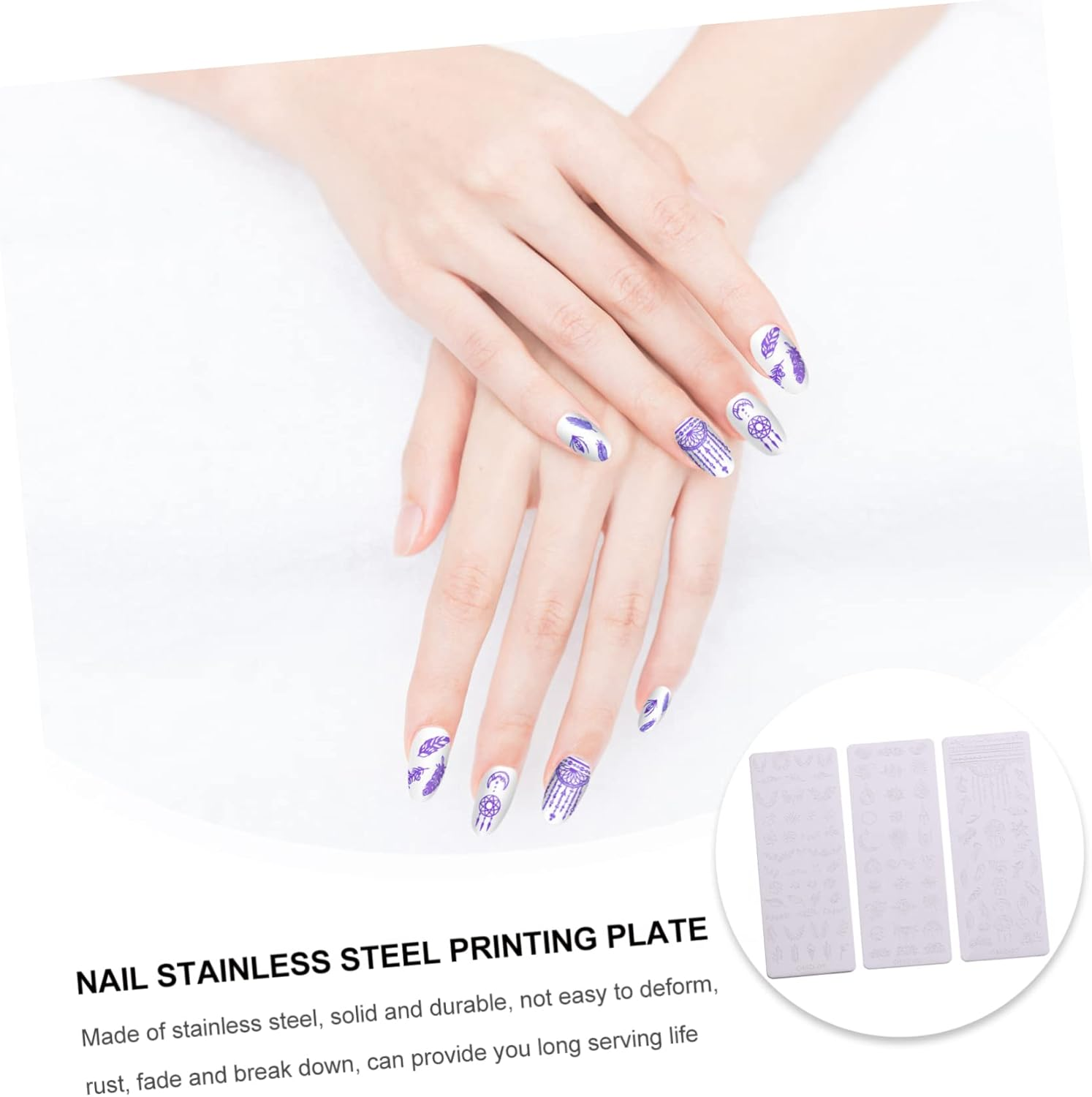 Vaguelly 3Pcs Nail Art Print Template Festival Nail Stencils for Manicure Winter Holiday Decor image number 2