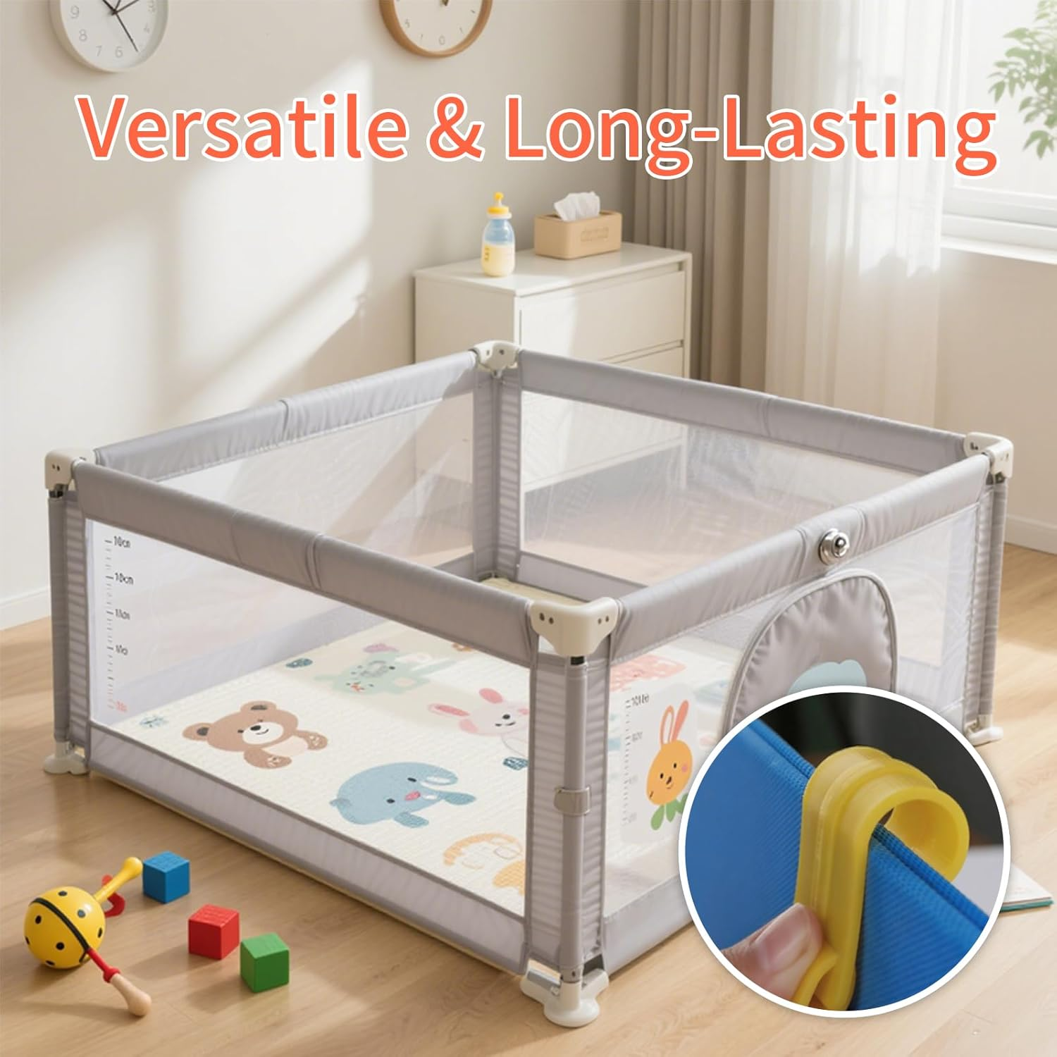 5Pcs Baby Play Pen Pull up Ring, Playpen Baby Pull Rings, Children'S Standing Baby Walking Aid Pull Rings, Crib Stand Rings, Walking Learning Tools image number 1