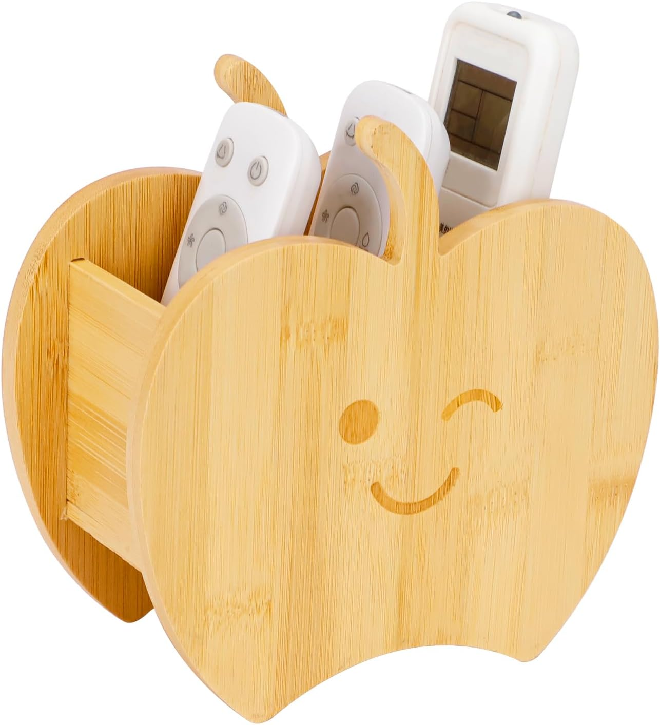 HAOTIAN-X Wooden Remote Control Holder for Sofa, Apple TV Remote Control Holder with 3 Compartments, Desk Pen Holder, Desk Organiser, Storage Box for Home, Office, Bedside Table (16X6X8Cm) image number 5