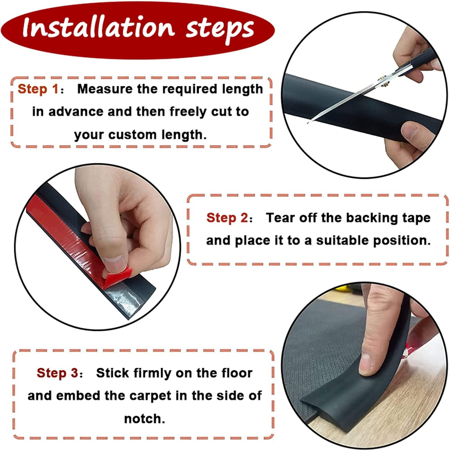 PVC Floor Transition Strip, 5M(16.4') Carpet & Floor Edging Trim, Peel and Stick Molding Trim for Threshold Transitions with a Height Less than 10 Mm, Carpet to Tile Transition Strip-Gray image number 7