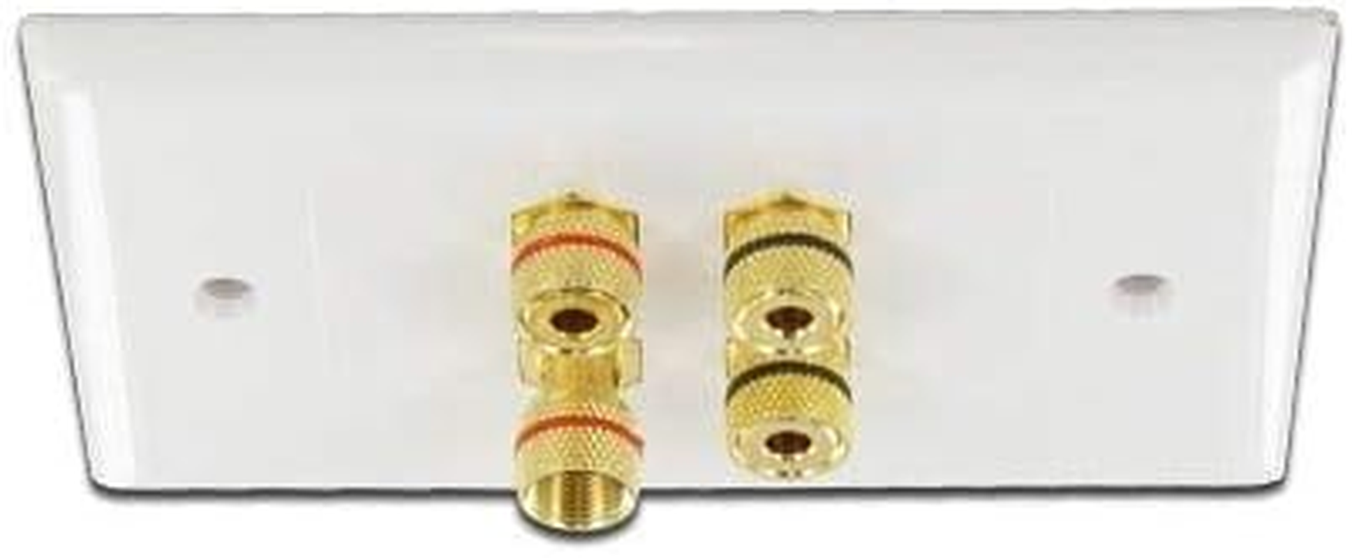 Selby Budget 2 Speaker Cable Wall Plate Wallplate DIY Home Theatre Hi-Fi White