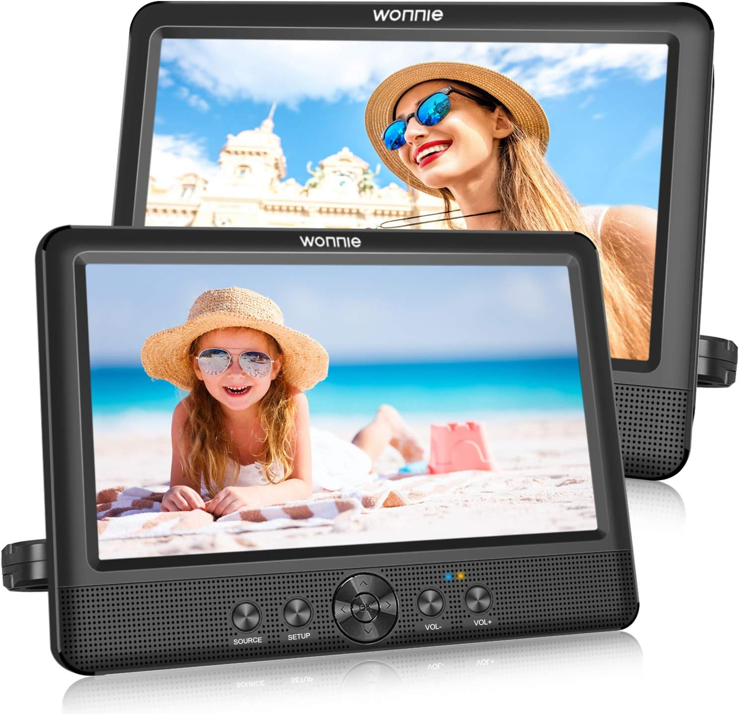 WONNIE 10.5" Dual DVD Player for Car, Two DVD Players Play a Same or Two Different Movies