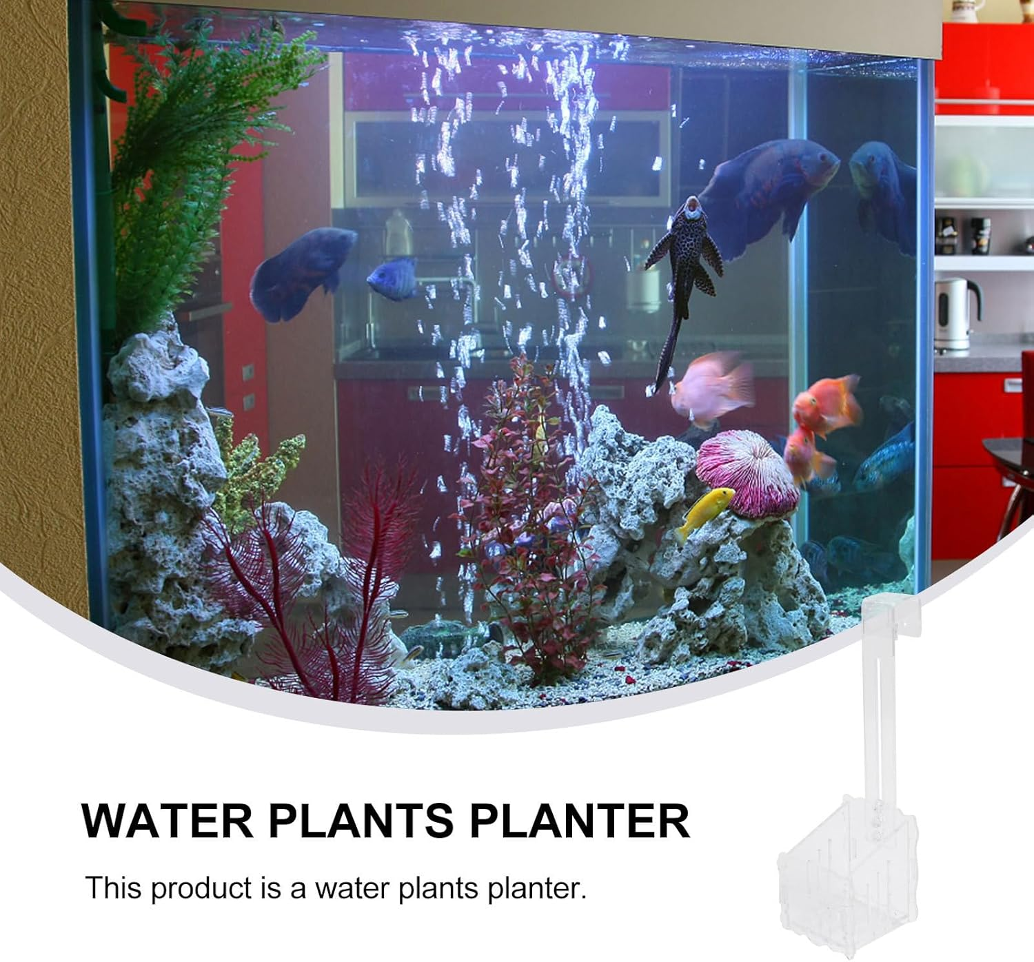 Totority Aquarium Planting Stand Acrylic Transparent Aquarium Plant Stand, Acrylic Aquarium Planting Cup Float Planting Pot Hook Large Fish Tank Accessories Aquarium Planting Stand image number 1