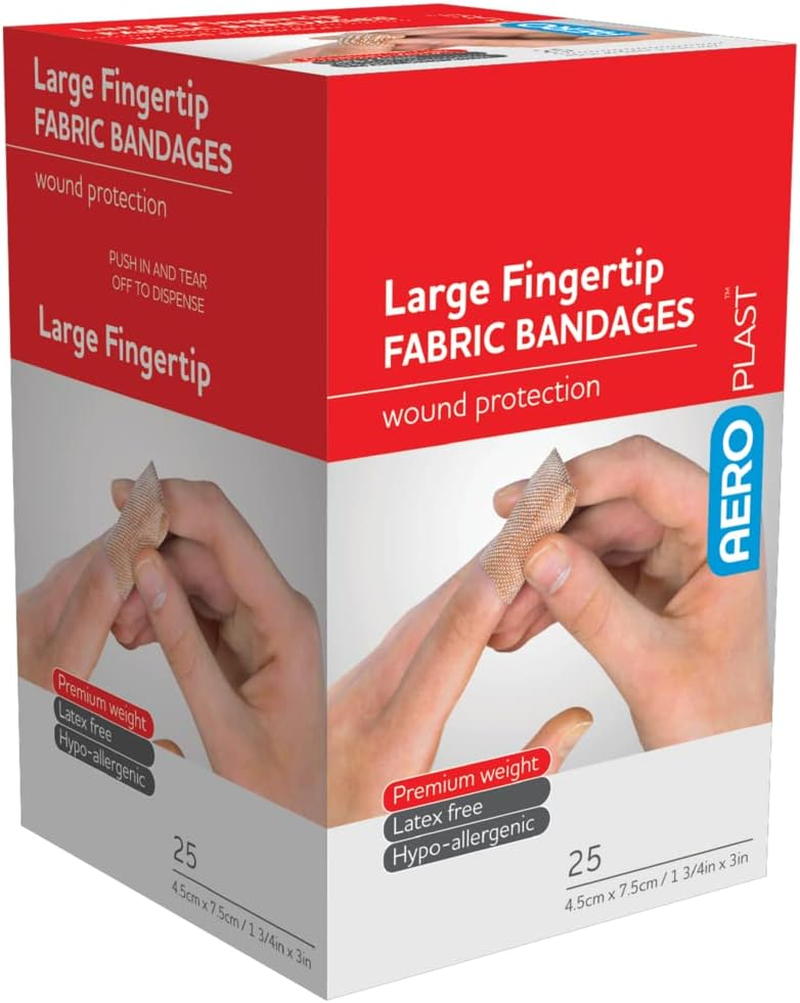 Aeroplast Premium Fabric Large Fingertip Plasters, Box of 25
