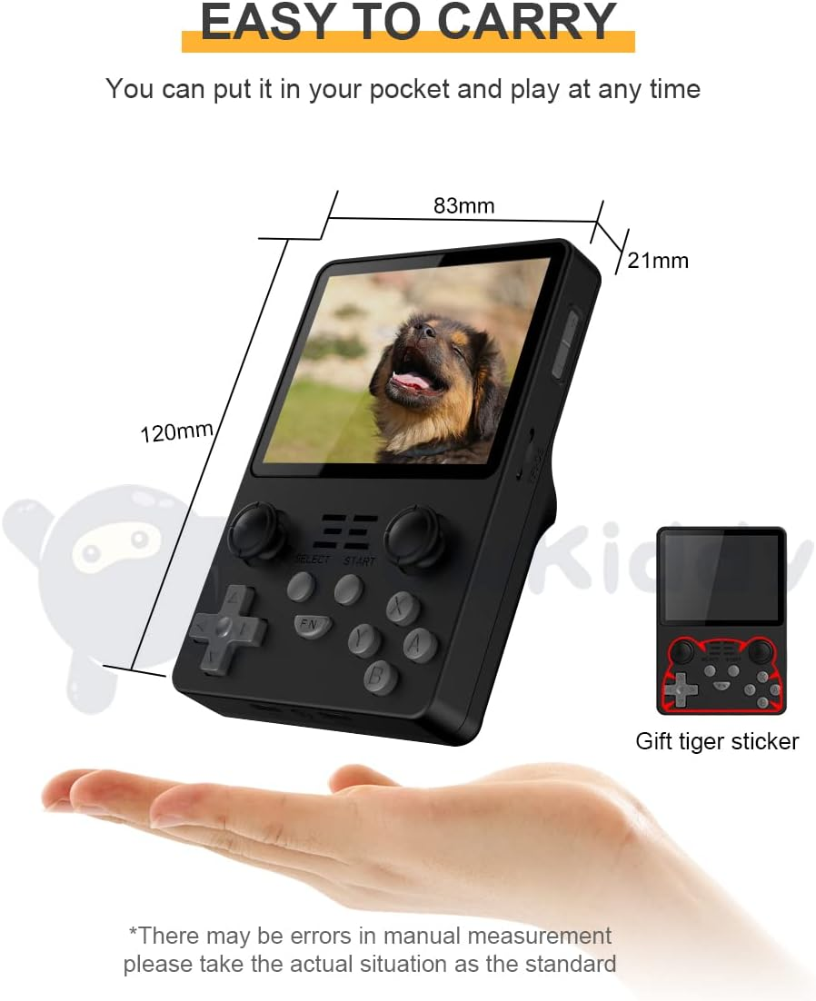 Astarama Powkiddy RGB20S Handheld Arcade Game Console, 3.5 Inch Retro Video Game Console, Open Source Game Player, Gift for Children (128G, Black) image number 1