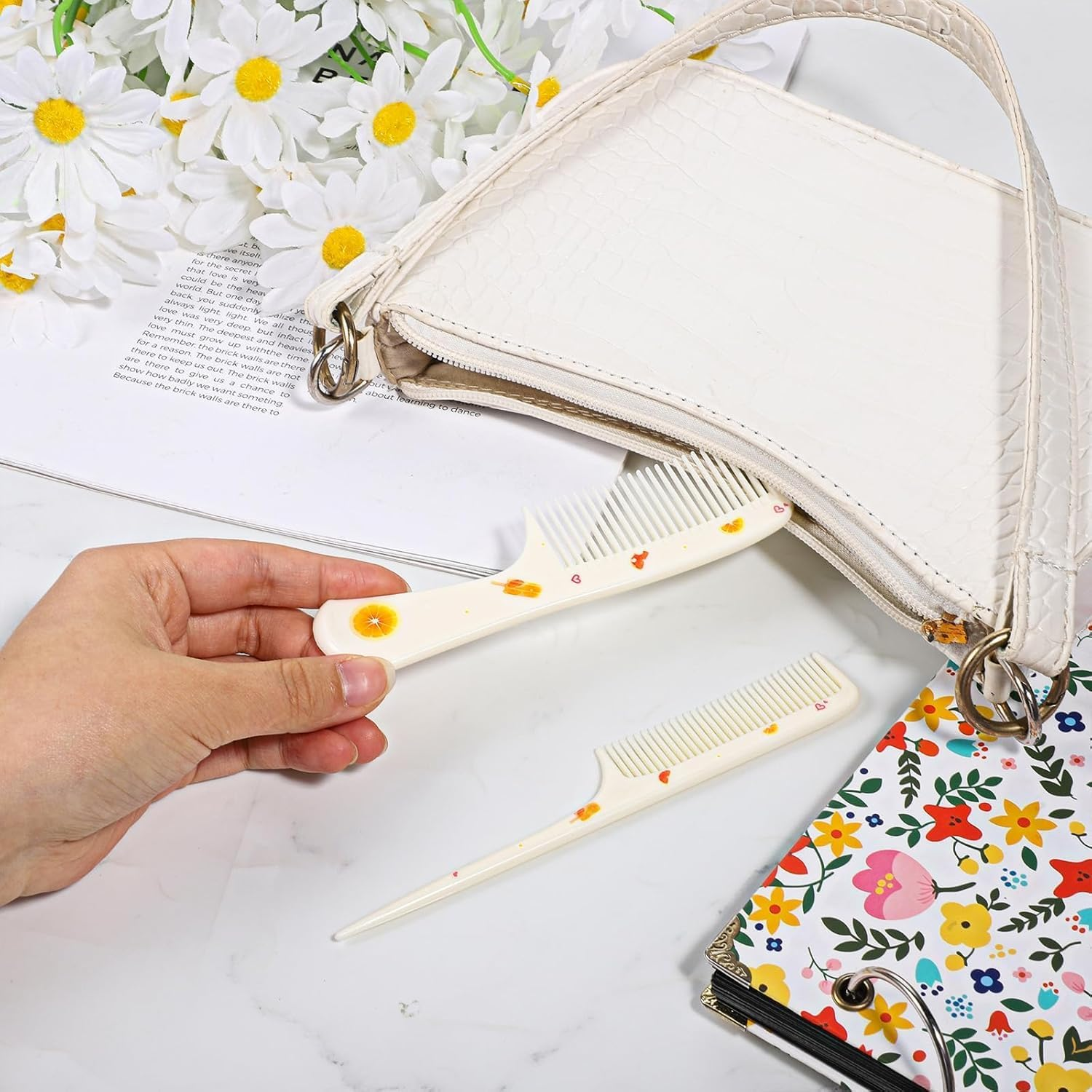 Girls Boys Hair Brush Kids Hairs Brushes Set Fashion Kids Hair Brushes Plastic Fine Tooth Rat Tail Combs for Girls Curly Straight Long Hairs, (Blue,Yellow) 4 Pcs