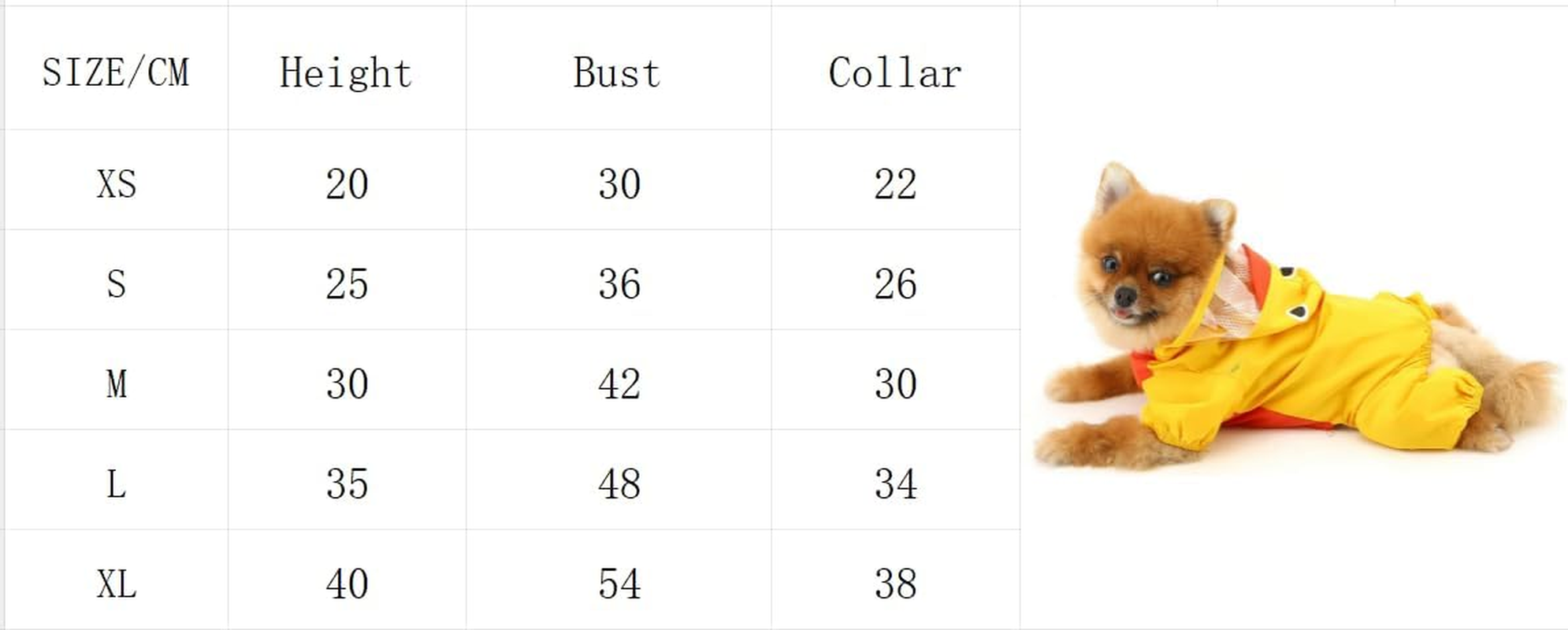 Cute Duck Raincoat for Small Dogs, Rain Jacket with Hooded D-Ring Puppy Bottom, 4 Leg Jumpsuit, Lightweight Waterproof Clothing (Yellow, XS)