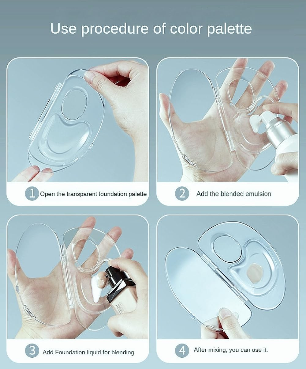 180 Degree Handheld Folding Acrylic Makeup Mixing Palette with Transparent Spatula and Felt Bag for Mixing Eyeshadow Liquid Foundation Cosmetic Pigment, and More image number 5