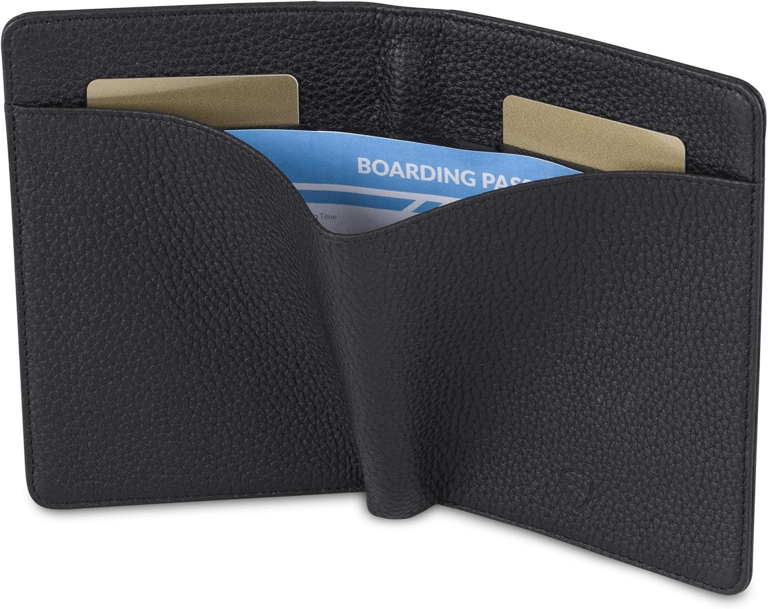 Vaultskin Kensington Passport and Vaccine Card Holder for Travel with RFID Blocking, Leather Card Case Cover for Men and Women (Matt Black) image number 4