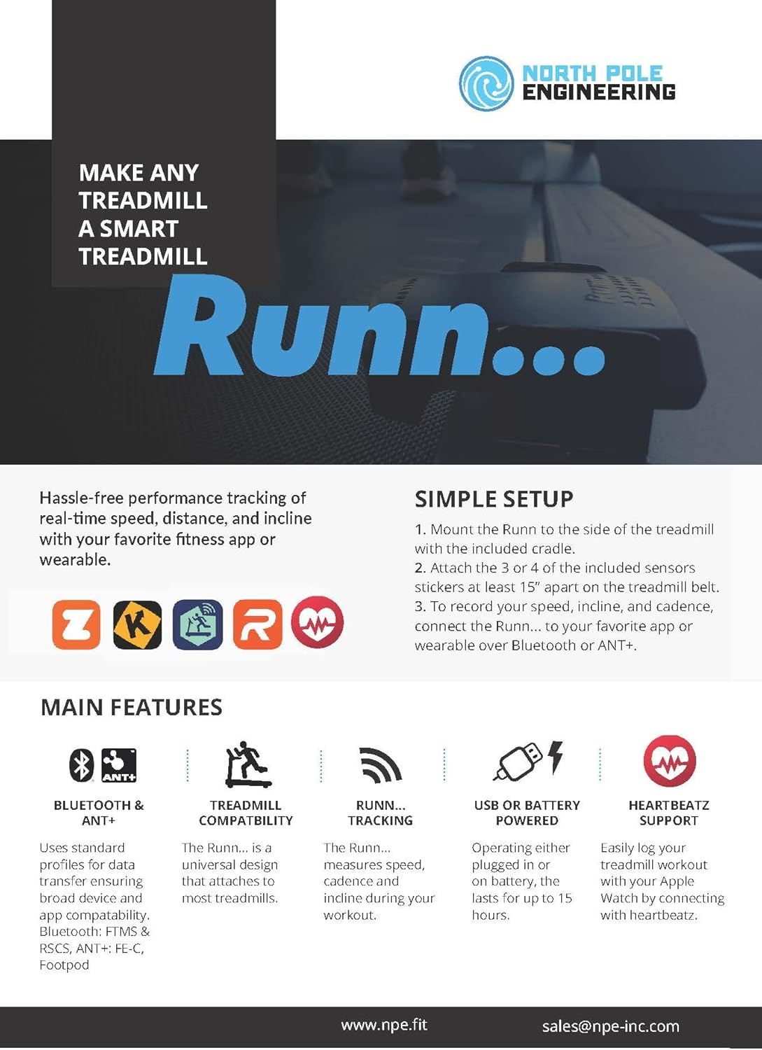Runn... Retrofit Smart Treadmill Sensor - Make Your Treadmill a Smart Treadmill! image number 1