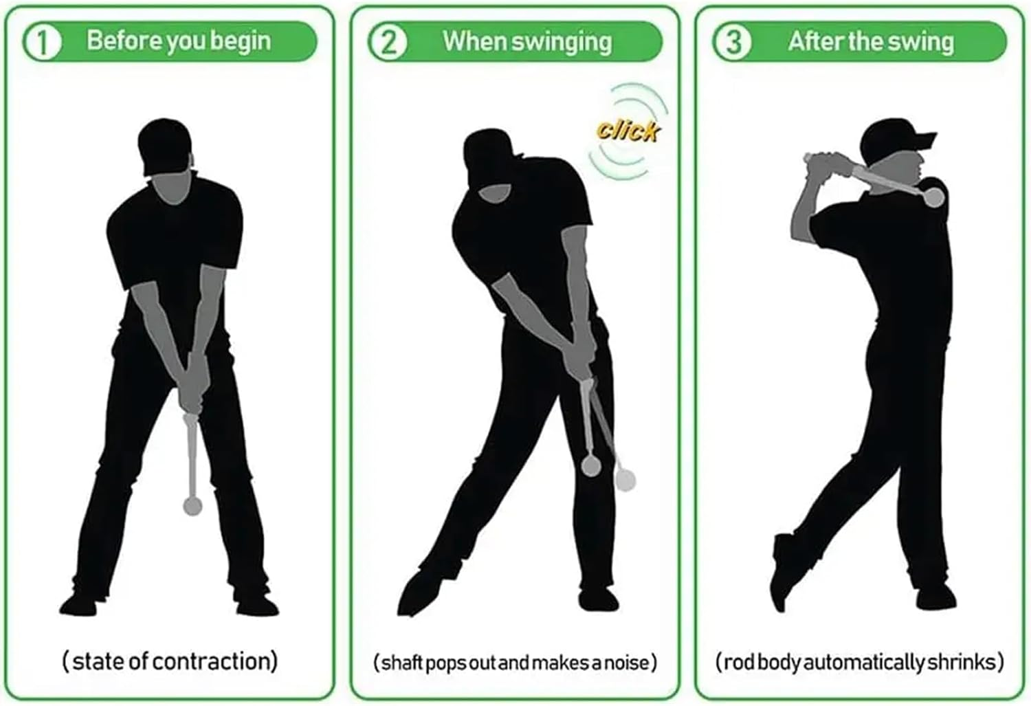 Retractable Golf Swing Trainer Aid, Golf Grip Trainer & Golf Swing Trainer for Warm-Up, Right-Handed Golf Club for Indoor Practice for Men and Women for Indoor&Outdoor image number 2